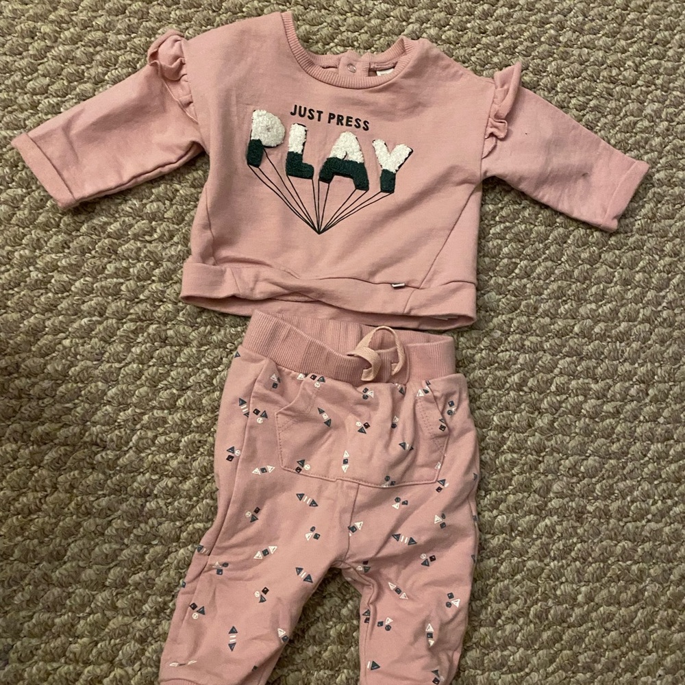 3 month petit lem brand just press play sweat shirt and sweat pants